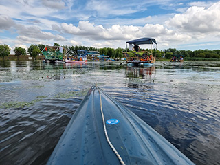 Plastic kayaks were made from floodplain waste